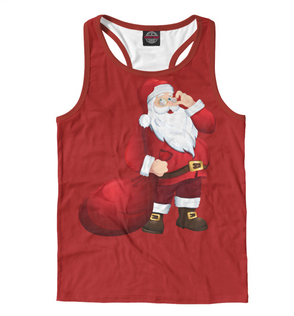 Мужская майка-борцовка с изображением Дед Мороз цвета Белый