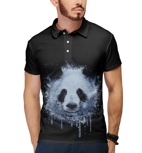 Мужское поло с изображением Панда цвета Белый