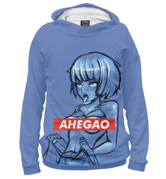 Женское худи с изображением Ahegao цвета Белый