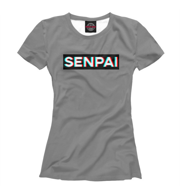 Женская футболка с изображением Senpai glitch цвета Белый