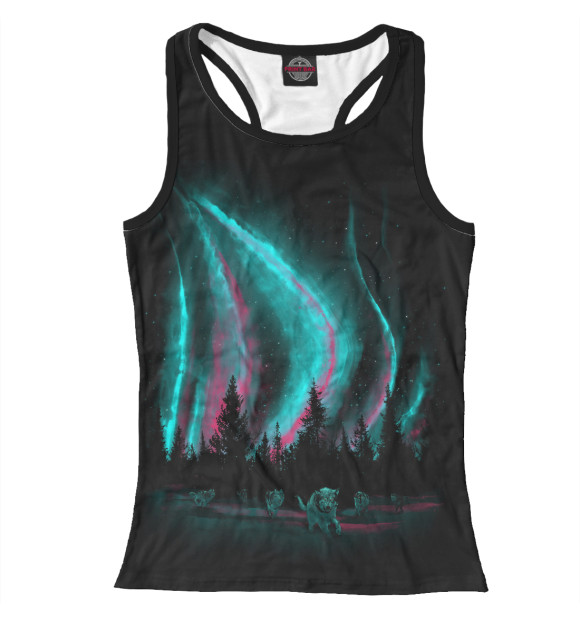 Женская майка-борцовка с изображением Северное сияние цвета Белый