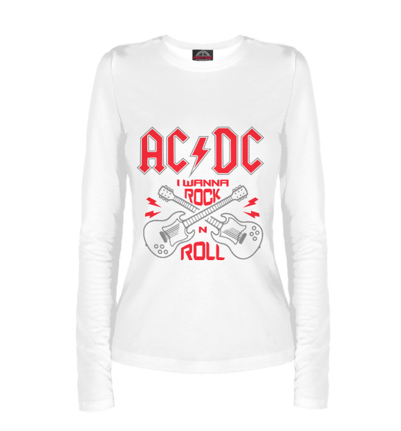 Женский лонгслив с изображением AC/DC цвета Белый
