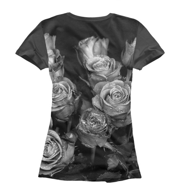Женская футболка с изображением Черно-белые розы цвета Белый