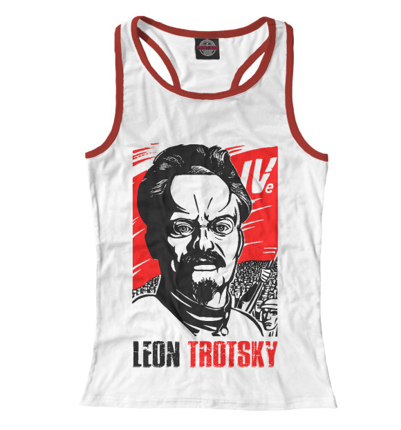 Женская майка-борцовка с изображением Лев Троцкий цвета Белый