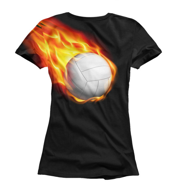 Женская футболка с изображением Волейбольный мяч в огне цвета Белый