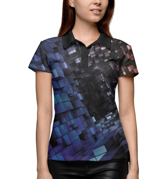 Женское поло с изображением Куб цвета Белый