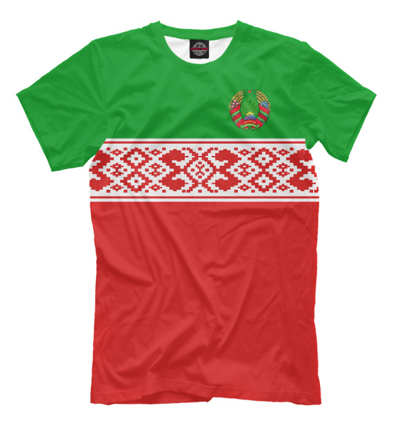 Мужская футболка с изображением Беларусь цвета Молочно-белый