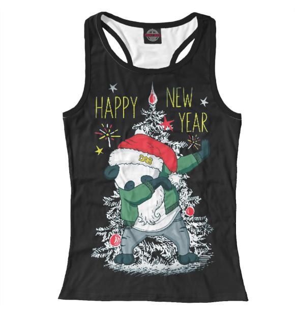 Женская майка-борцовка с изображением Панда Санта цвета Белый