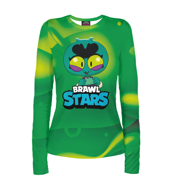 Женский лонгслив с притом Eve Ева Brawlstars цвета Белый Женский лонгслив с изображением Eve Ева Brawlstars цвета Белый