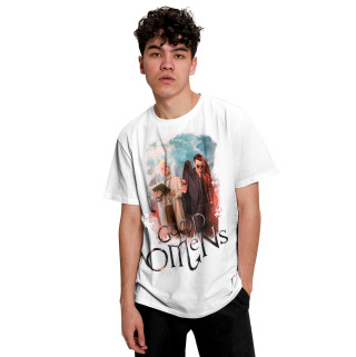 Азирафаэль и Кроули белый фон