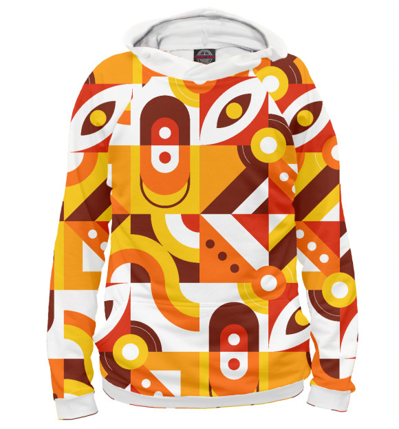 Мужское худи с изображением Pattern - retro orange цвета Белый