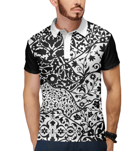 Мужское поло с изображением Узоры цвета Белый