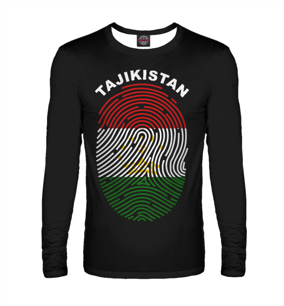 Мужской лонгслив с изображением Tajikistan цвета Белый