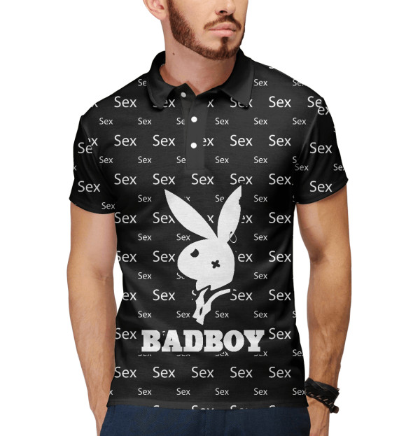 Мужское поло с изображением Bad boy цвета Белый