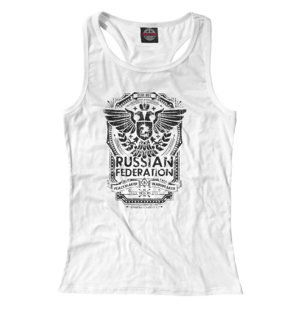 Женская майка-борцовка с изображением Россия цвета Белый
