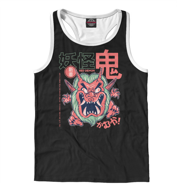 Мужская майка-борцовка с изображением Oni Demon Yokai цвета Белый