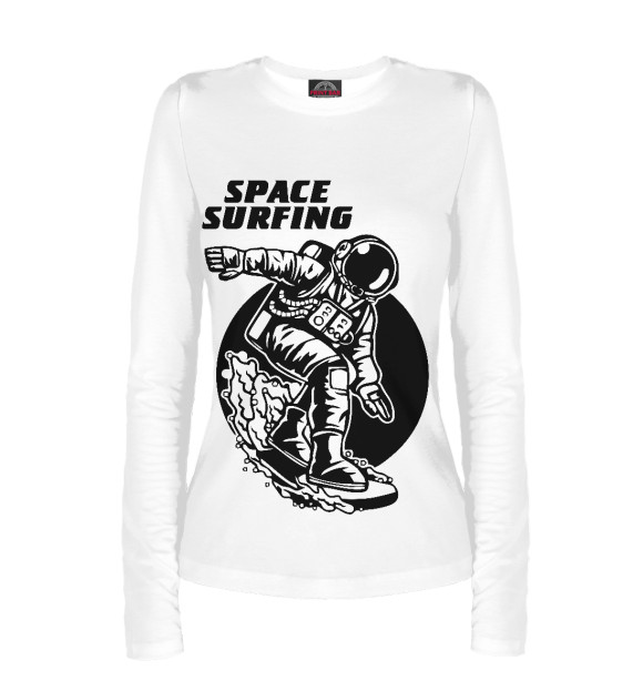 Женский лонгслив с изображением Серфер НАСА цвета Белый