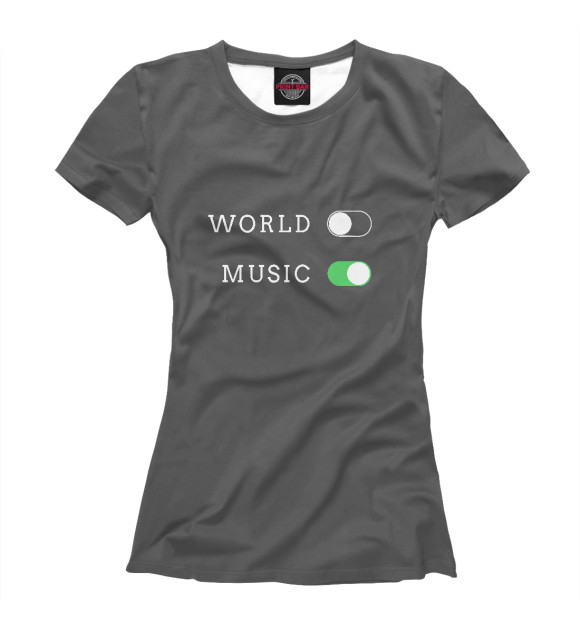 Женская футболка с изображением MUSIC ON цвета Белый