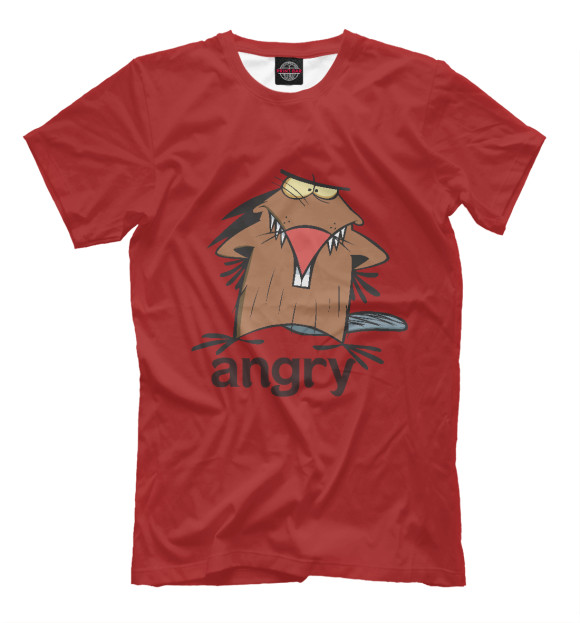 Мужская футболка с изображением Angry beaver цвета Светло-коричневый