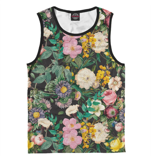 Мужская майка с изображением Летний узор из цветов цвета Белый