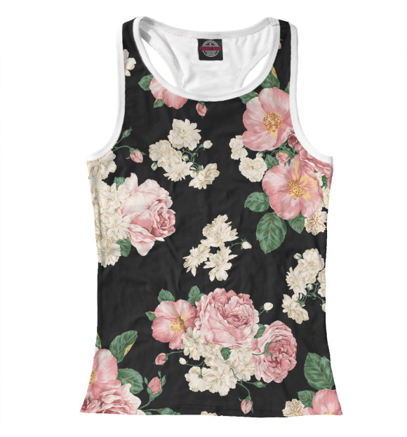 Женская майка-борцовка с изображением Цветочный орнамент цвета Белый