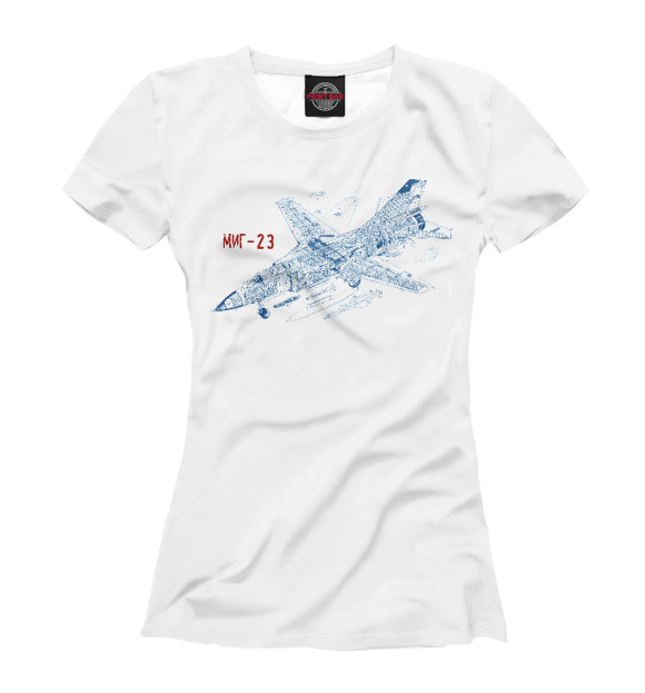 Женская футболка с изображением Миг-23 цвета Белый