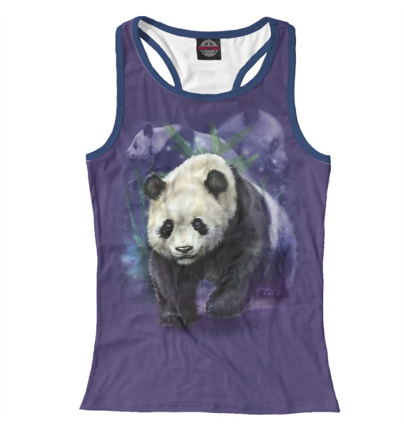Женская майка-борцовка с изображением Панда цвета Белый