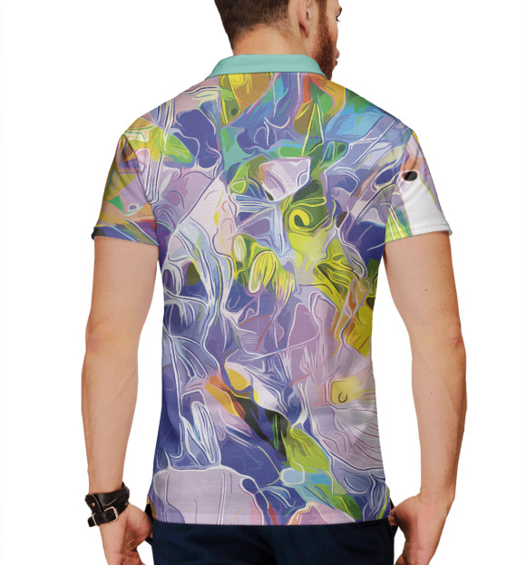 Мужское поло с изображением Floral pattern цвета Белый