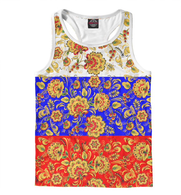 Мужская майка-борцовка с изображением Хохлома цвета Белый