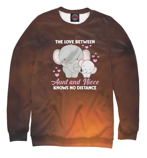 Женский свитшот с изображением Aunt and Love Elephant цвета Белый