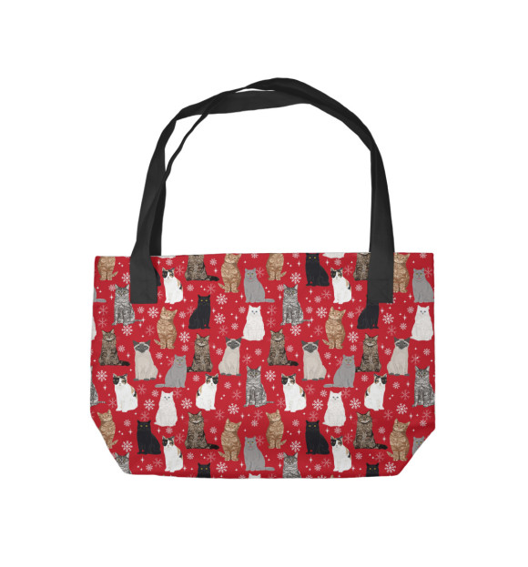 Пляжная сумка с изображением Рождественские коты-2 цвета 