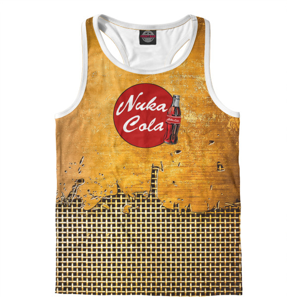 Мужская майка-борцовка с притом Nuka-Cola Red цвета Белый Мужская майка-борцовка с изображением Nuka-Cola Red цвета Белый
