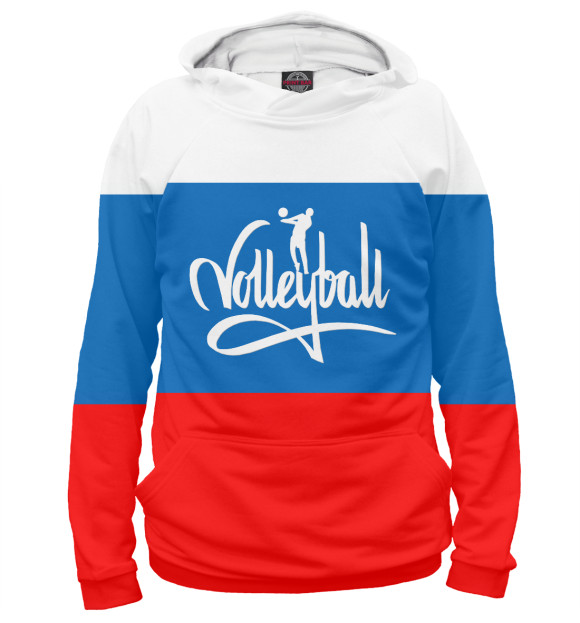 Женское худи с изображением Волейбол Россия цвета Белый