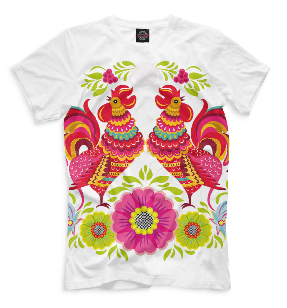 Мужская футболка с изображением Русский орнамент цвета Молочно-белый