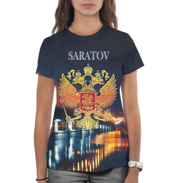 Женская футболка с изображением Саратов цвета Белый