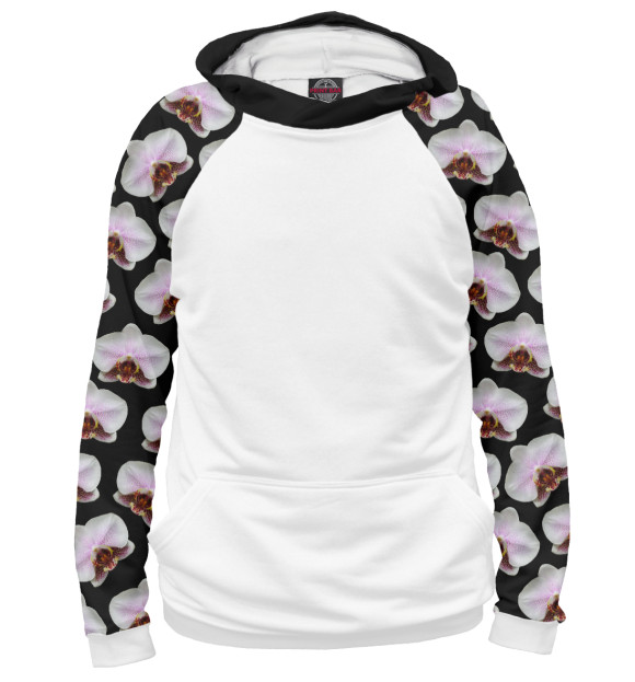 Женское худи с изображением Phalaenopsis (White) цвета Белый