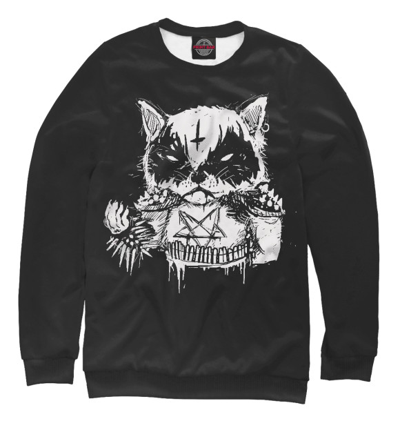 Свитшот для девочек с изображением Dark Cat цвета Белый