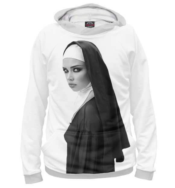 Женское худи с изображением Монахиня цвета Белый