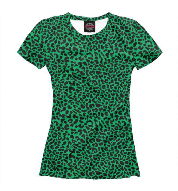 Футболка для девочек с изображением Леопардовый узор зеленый цвета Белый