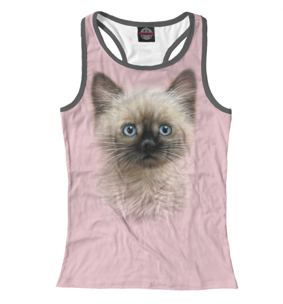 Женская майка-борцовка с изображением Котенок цвета Белый