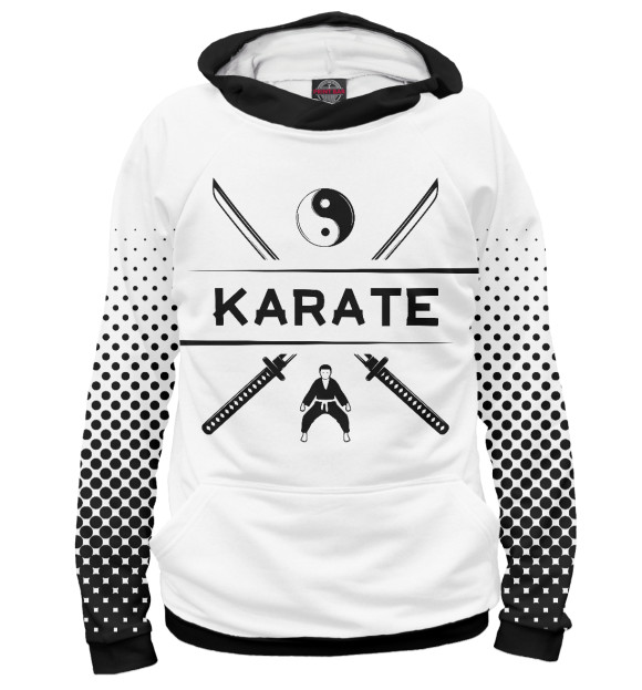 Женское худи с изображением Karate цвета Белый