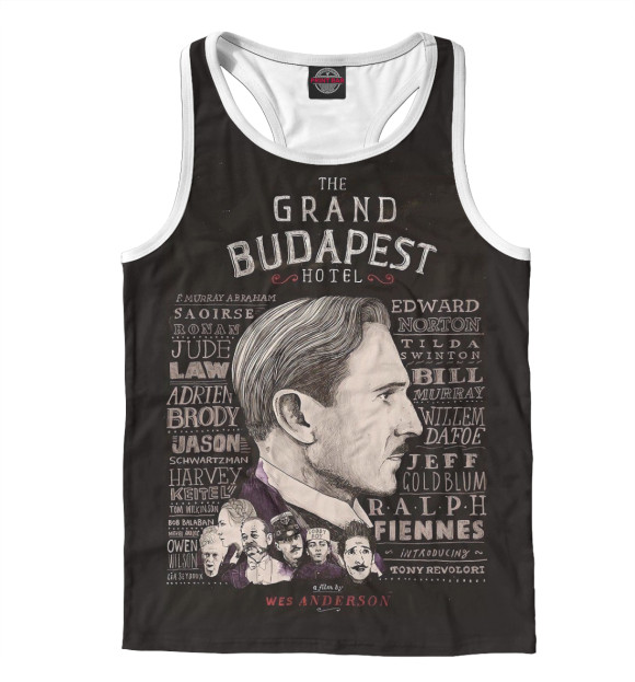 Мужская майка-борцовка с изображением Отель «Гранд Будапешт» цвета Белый
