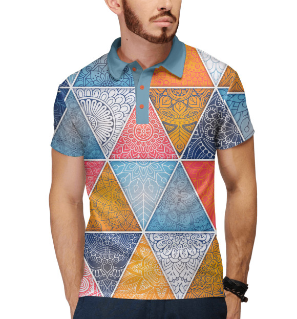 Мужское поло с притом Абстракция цвета Белый Мужское поло с изображением Абстракция цвета Белый