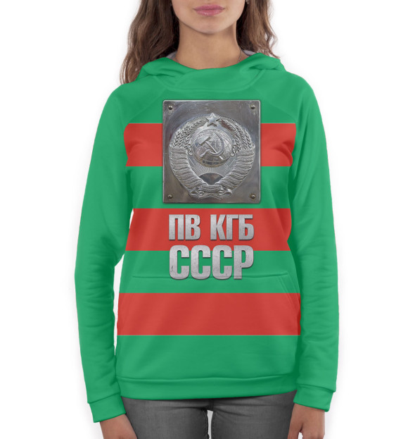 Женское худи с изображением ПВ КГБ цвета Белый