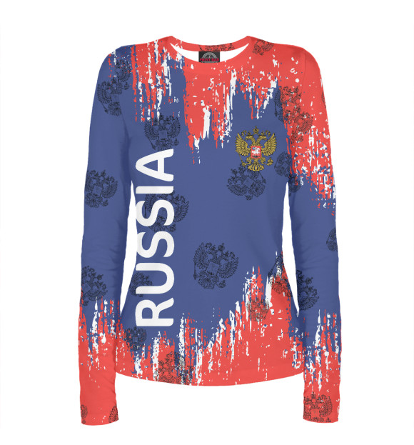 Женский лонгслив с изображением Патриот России цвета Белый
