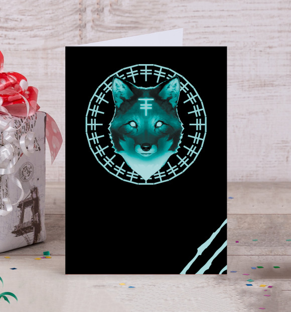 Открытка с притом Чертог Лисы (дух лисы) цвета Белый Открытка с изображением Чертог Лисы (дух лисы) цвета Белый