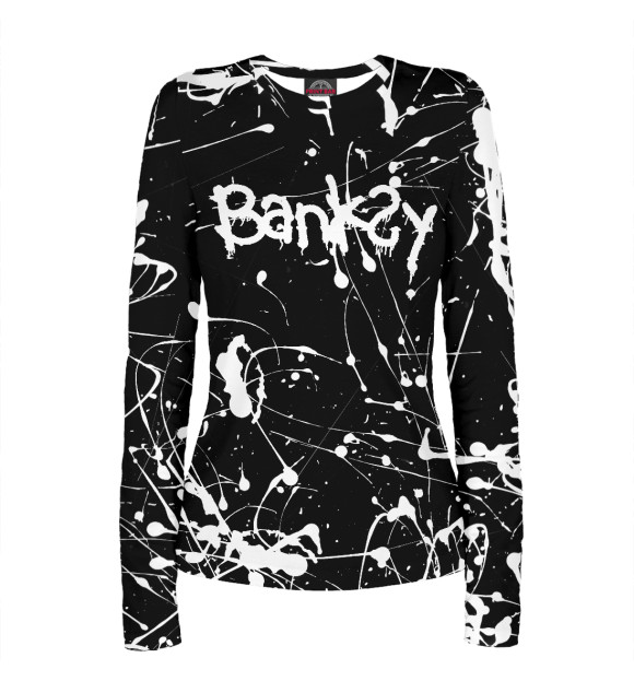 Женский лонгслив с притом Banksy цвета Белый Женский лонгслив с изображением Banksy цвета Белый