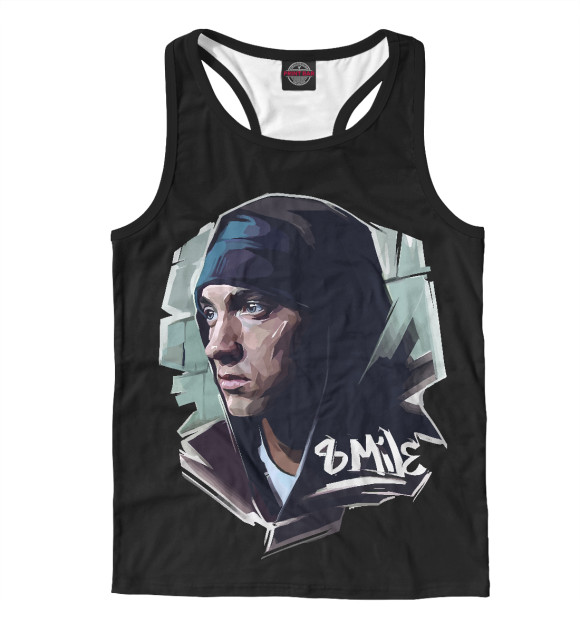 Мужская майка-борцовка с изображением Eminem цвета Белый