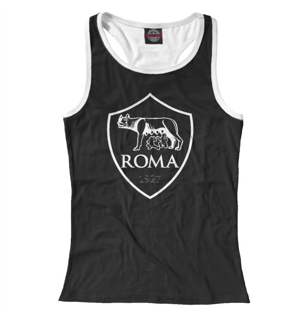 Женская майка-борцовка с притом FC ROMA Black&White цвета Белый Женская майка-борцовка с изображением FC ROMA Black&White цвета Белый