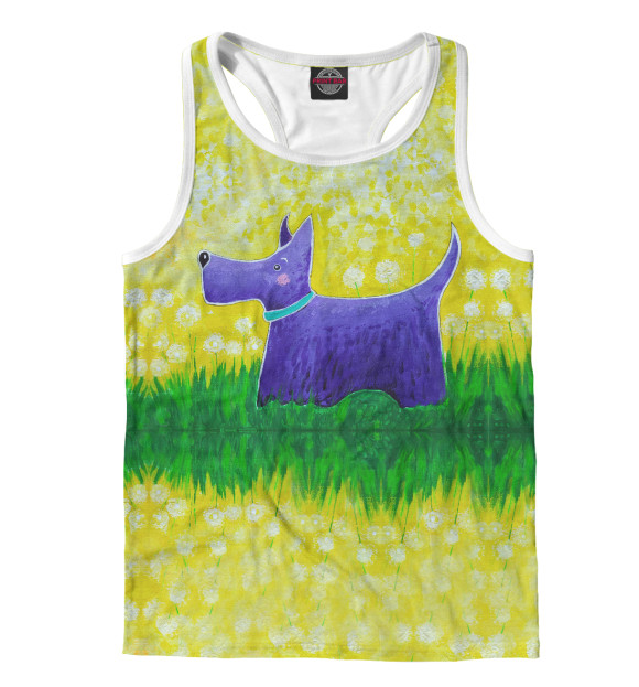 Мужская майка-борцовка с изображением Скотч терьер цвета Белый